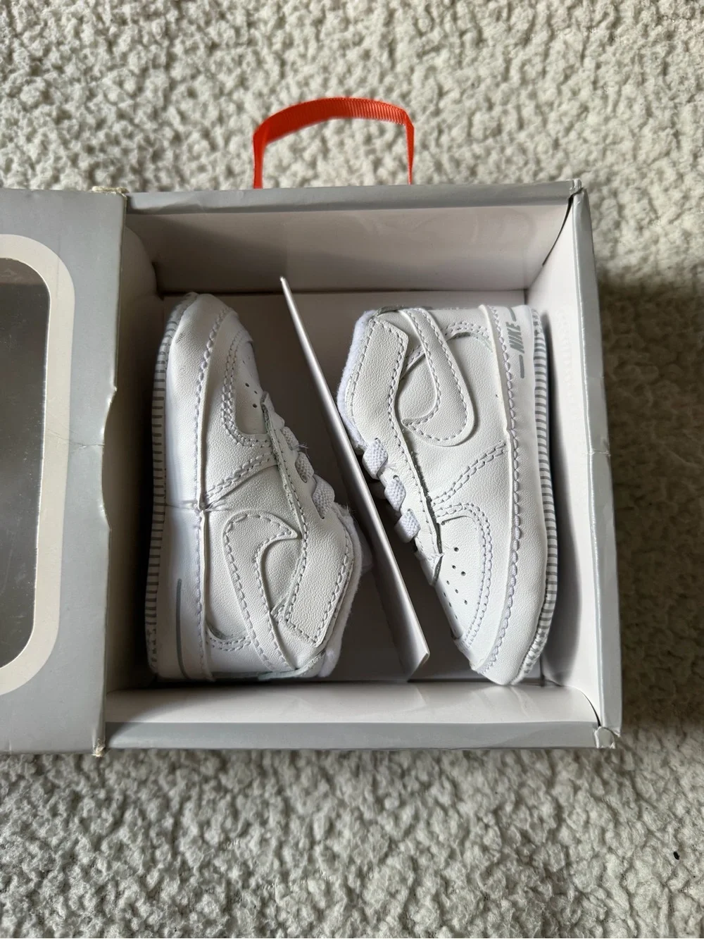 Nike Baby White Leather Swoosh Sneakers